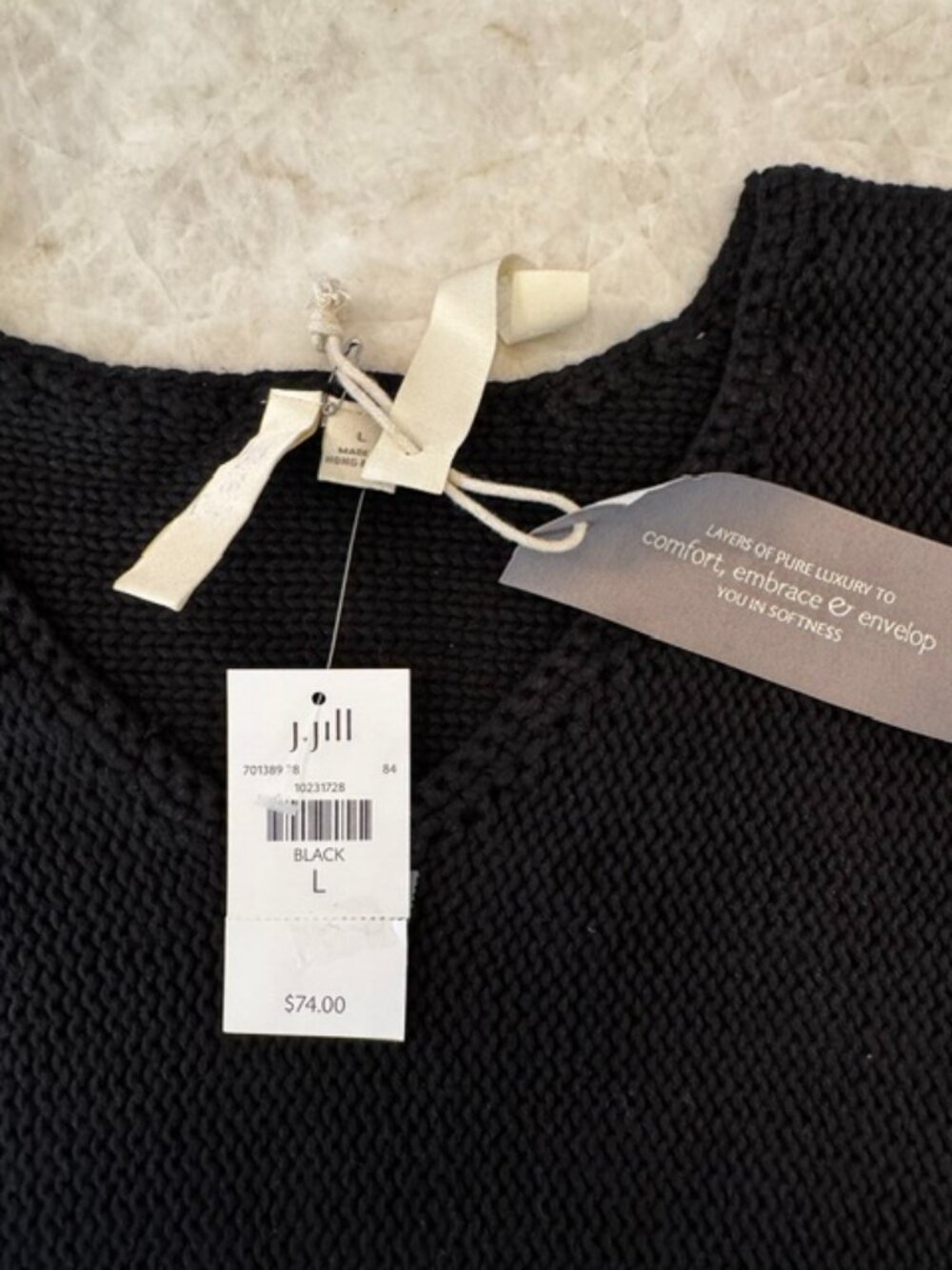 J Jill Black Long Sleeve V Neck Sweater Large